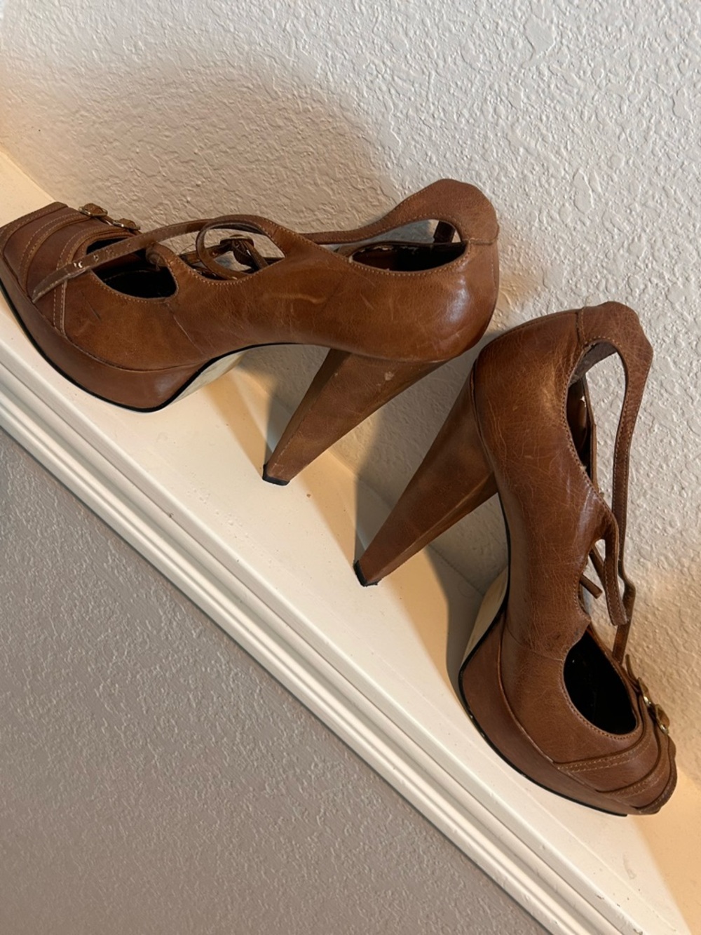 Women’s Brown Strappy High Heel Pumps